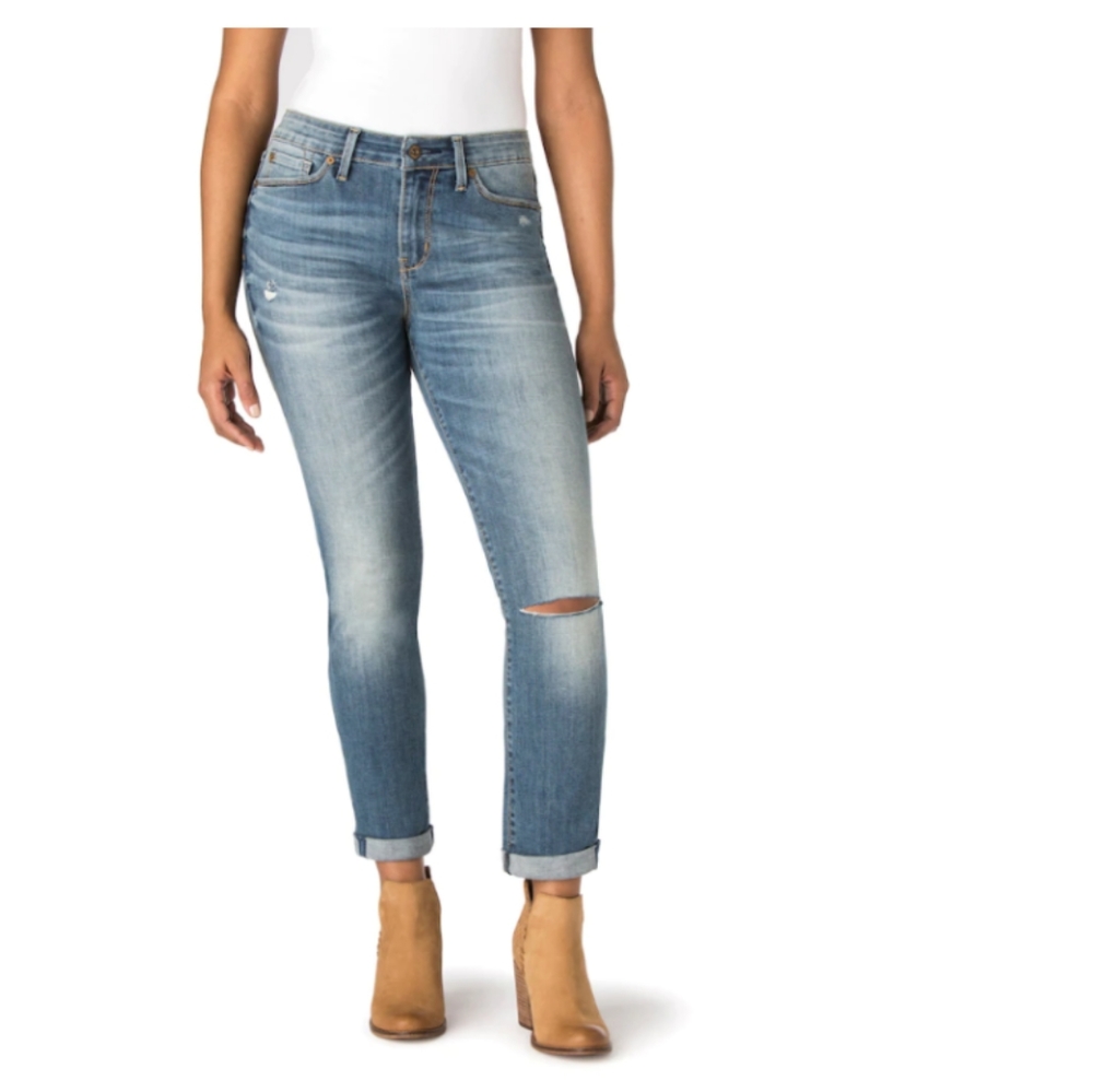 Levi's Denizen Modern Slim Cuffed Distressed Jeans